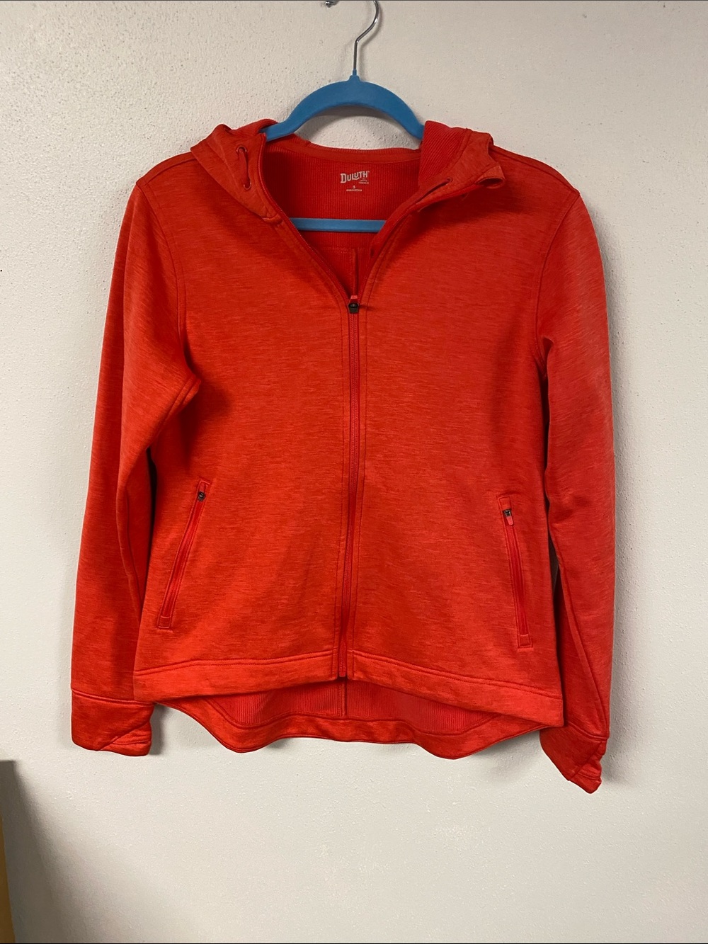 Duluth Trading Co Orange-Red Hooded Zip Sweatshirt. Size S